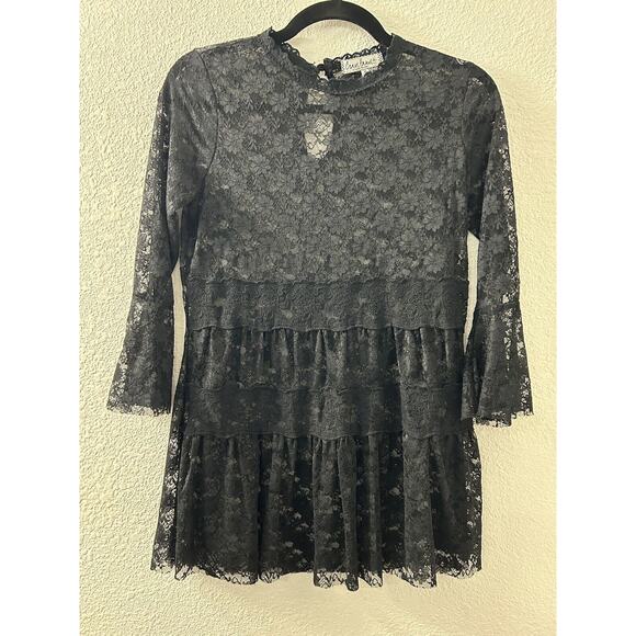 Crave Fame Black Lace Sheer Mini Dress Size‎ M Whimsigoth Witchy Grunge Goth - Picture 1 of 10